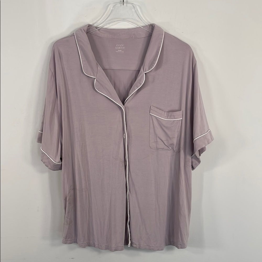 Cozy Earth Women's Lavender Stretch Short Sleeve Bamboo Pajama Top Sz XXXL - Picture 2 of 7